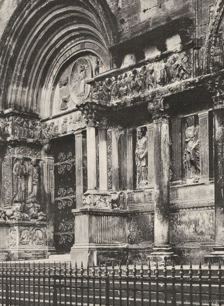 GARD. Détail du portail de l'église de Saint-Gilles 1902 old antique print